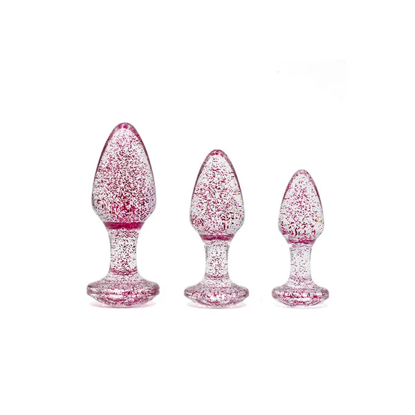 Adam & Eve Glitter Gem 3-Piece Butt Plug Set - Pink - Glitter Pink Butt Plugs - Set of 3 Sizes — image 3 of 5