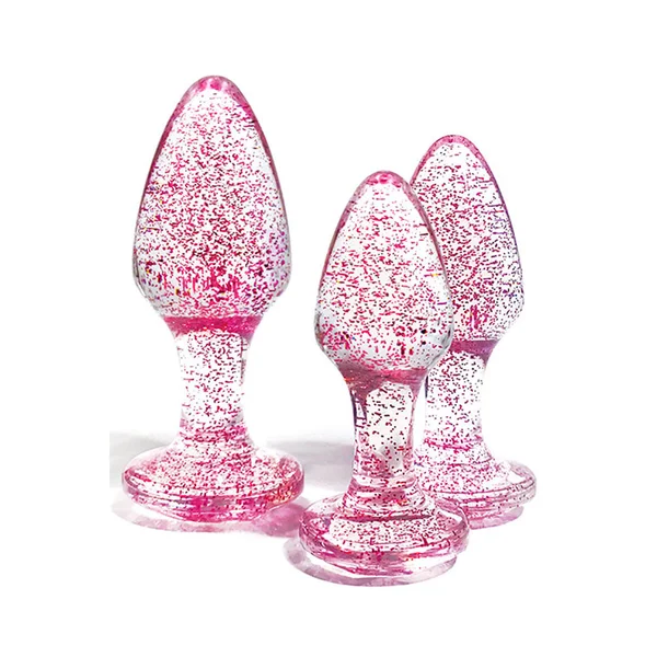 Adam & Eve Glitter Gem 3-Piece Butt Plug Set - Pink - Glitter Pink Butt Plugs - Set of 3 Sizes — image 2 of 5