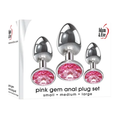 adam eve pink gem anal plug set metallic butt plugs with gems set of 3 sizes