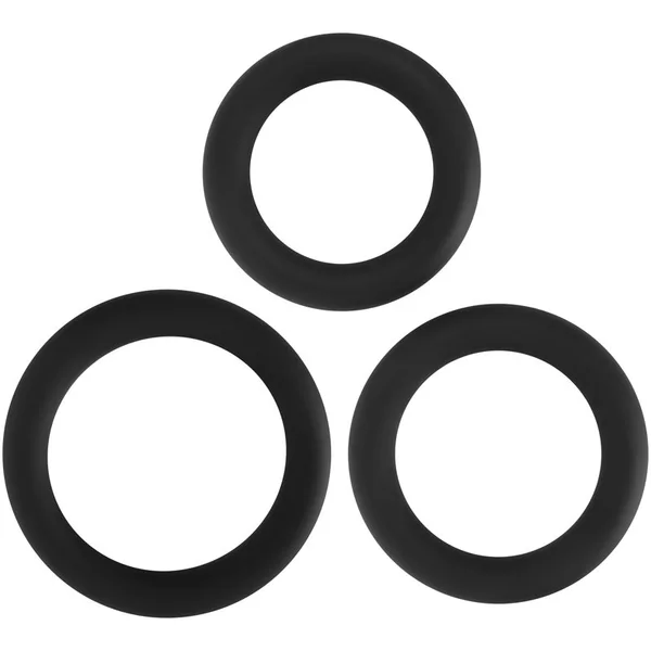 Adam & Eve Silicone Penis Ring Set - Black Cock Rings - Set of 3 Sizes — image 2 of 6