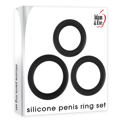 adam eve silicone penis ring set black cock rings set of 3 sizes