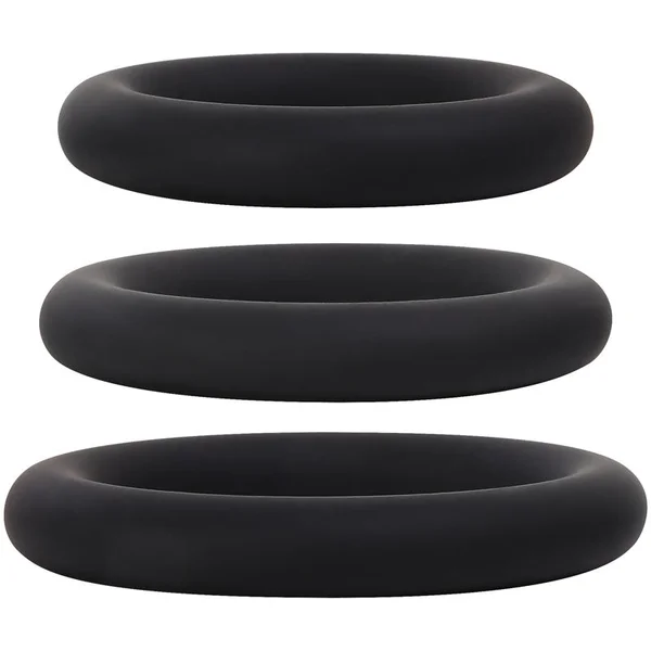 Adam & Eve Silicone Penis Ring Set - Black Cock Rings - Set of 3 Sizes — image 6 of 6