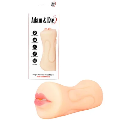 adam eve bang blow deep throat stroker flesh vagina mouth dual ended stroker