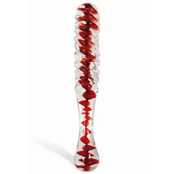 Adam & Eve Sweetheart Swirl Glass Dildo - Clear/Red Glass 22 cm Dildo — image 3 of 3