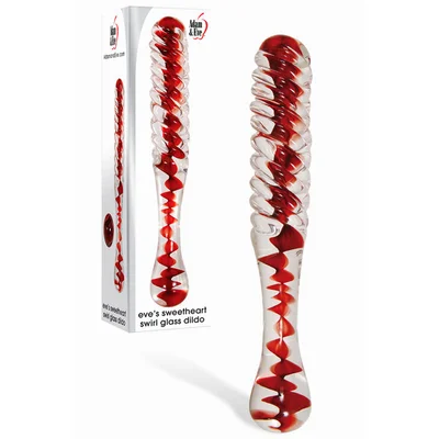 adam eve sweetheart swirl glass dildo clearred glass 22 cm dildo