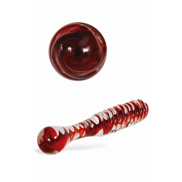 Adam & Eve Sweetheart Swirl Glass Dildo - Clear/Red Glass 22 cm Dildo — image 2 of 3