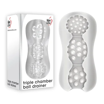 adam eve triple chamber ball drainer clear masturbator sleeve