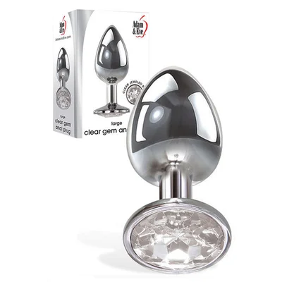 adam eve clear gem anal plug large metallic 95 cm large butt plug with clear gem base