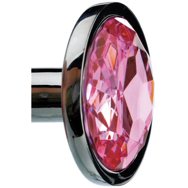 Adam & Eve Pink Gem Anal Plug - Medium - Silver Medium 8.2 cm Metal Butt Plug with Pink Gem — image 4 of 5