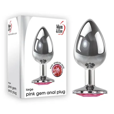 adam eve pink gem anal plug large silver large cm metal butt plug with pink gem