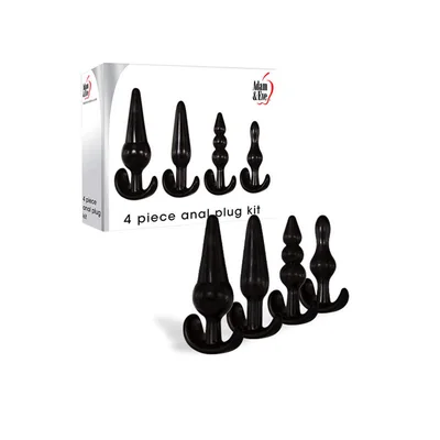 adam eve 4 piece anal plug kit black butt plugs set of 4 sizes