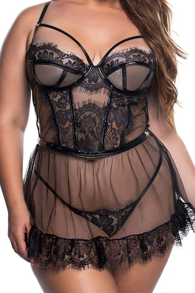 Roma Lingerie Eden Lace 2 Piece Babydoll & Thong Set — image 11 of 12