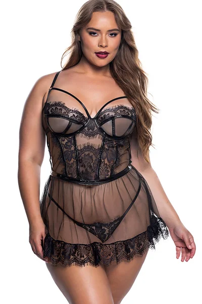 Roma Lingerie Eden Lace 2 Piece Babydoll & Thong Set — image 7 of 12