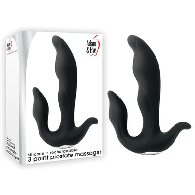 adam eve 3 point prostate massager black usb rechargable vibrating prostate massager