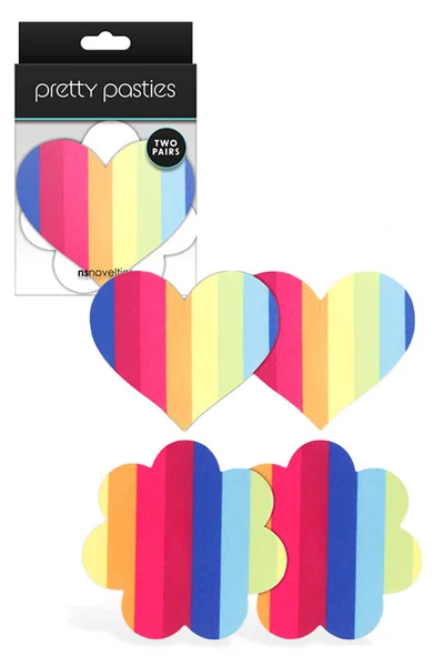 nsnovelties Pretty Pasties Pride Heart & Flower Rainbow Nipple Pasties 2 Pair — image 2 of 2