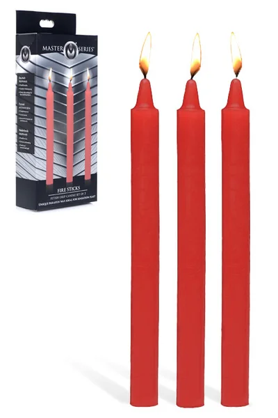 Master Series Fire Sticks 7" Red Fetish Drip Candles Set — image 3 of 6