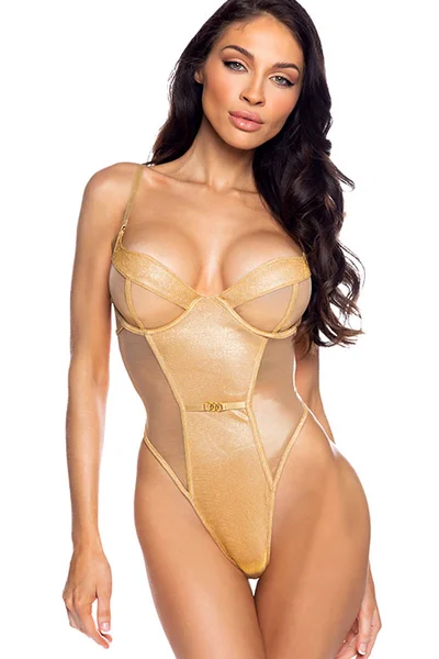 Roma Lingerie Twinkle Tease Gold Shimmer Mesh Teddy — image 4 of 5