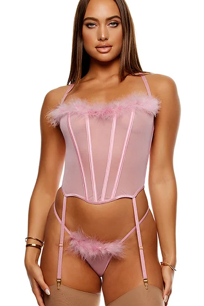 Forplay Soft Seduction 2 Piece Feathered Bustier Set with Panty — image 6 of 10