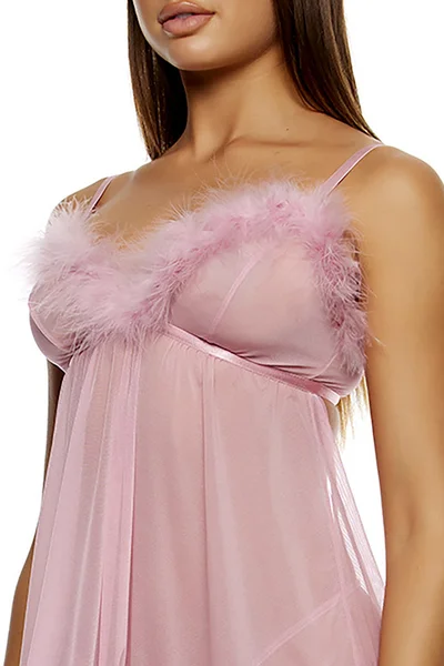 Forplay Soft Seduction 2 Piece Feathered Babydoll Set with Panty — image 3 of 4