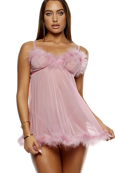 Forplay Soft Seduction 2 Piece Feathered Babydoll Set with Panty — image 5 of 8