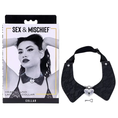 sex mischief heartbound lace day collar black submission collar