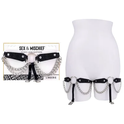 sex mischief chain lace garters blackmetal garters