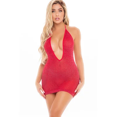 pink lipstick love bite halter neck mini dress bodystocking