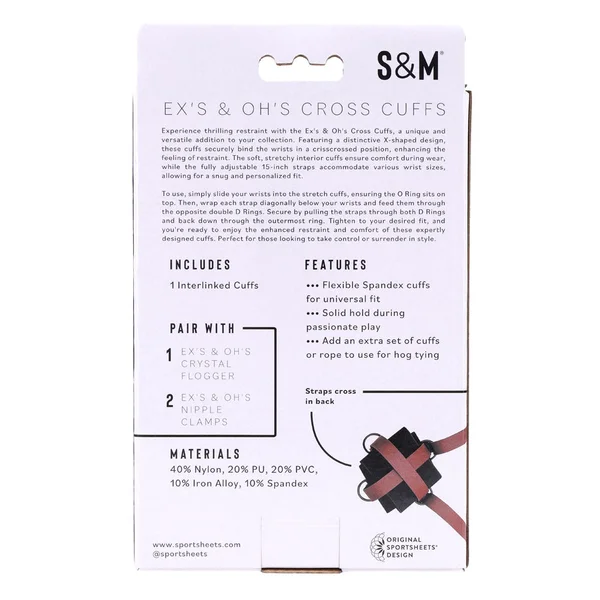 S&M Exs & Ohs Cross Cuffs - Red/Black Restraints