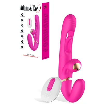 adam eve orgaz ohh matic pink 235 cm usb rechargeable strapless strap on with remote