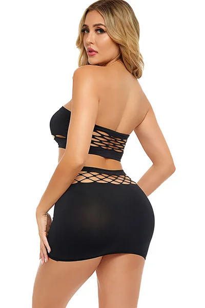 Pink Lipstick Net Worth Two Piece Bodystocking Set — image 2 of 6
