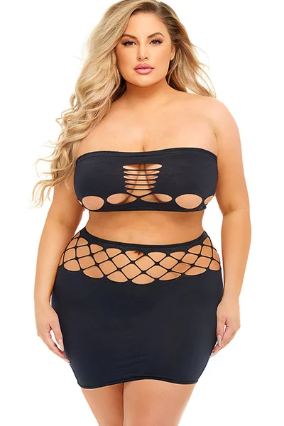 Pink Lipstick Net Worth Two Piece Bodystocking Set — image 3 of 6