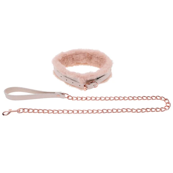 Sex & Mischief Peaches n CreaMe Fur Collar & Leash - Peach Restraint — image 5 of 9