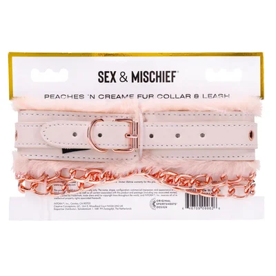 sex mischief peaches n creame fur collar leash peach restraint