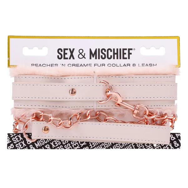 Sex & Mischief Peaches n CreaMe Fur Collar & Leash - Peach Restraint — image 8 of 9