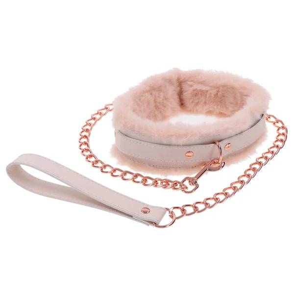 Sex & Mischief Peaches n CreaMe Fur Collar & Leash - Peach Restraint — image 3 of 9