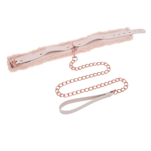 Sex & Mischief Peaches n CreaMe Fur Collar & Leash - Peach Restraint — image 7 of 9