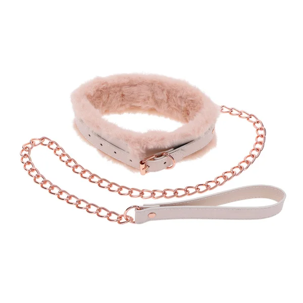 Sex & Mischief Peaches n CreaMe Fur Collar & Leash - Peach Restraint — image 4 of 9