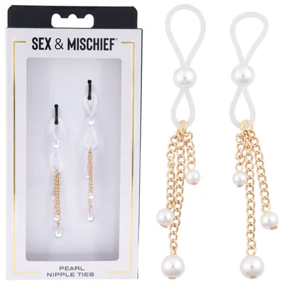sex mischief pearl nipple ties goldpearl nipple restraints set of 2