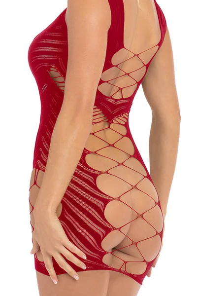 Pink Lipstick Vertical Hold Mini Dress Bodystocking — image 4 of 4