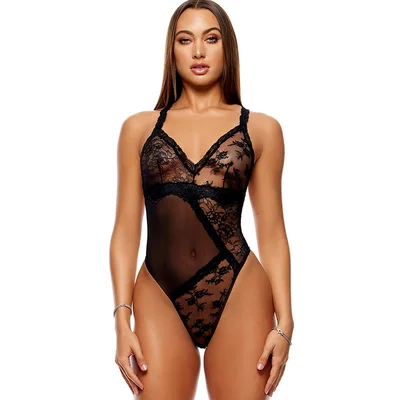 forplay patch of petals mesh lace teddy