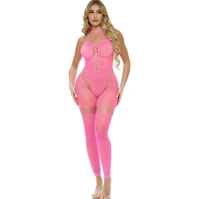 pink lipstick take you there fishnet bodystocking