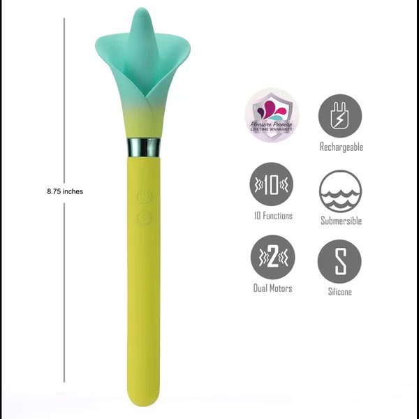 Maia VALA - Yellow - Yellow/Green 22.2 cm USB Rechargeable Flower Vibrator — image 5 of 6