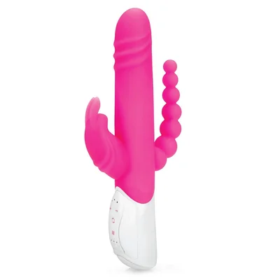 rabbit essentials double penetration rechargeable rabbit vibrator