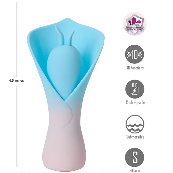 Maia MINA - Blue - Blue/Pink USB Rechargeable Fluttering Flower Stimulator — image 4 of 5