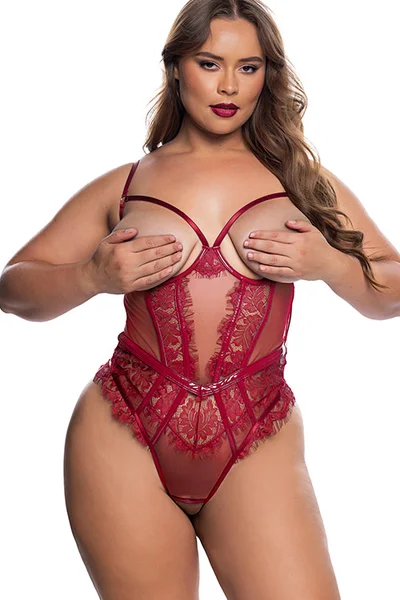 Roma Lingerie Eden Open Cup Crotchless Lace Teddy — image 7 of 12