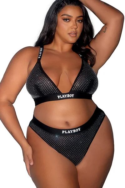 Playboy Lingerie Disco Fever Rhinestone 2 Piece Bra & Thong Set — image 7 of 12