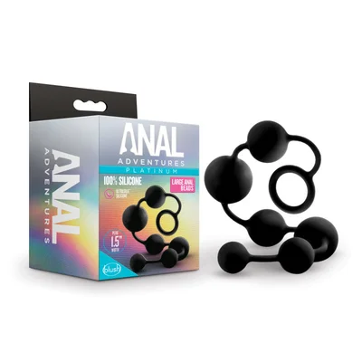 anal adventures platinum silicone large anal beads black 40 cm large anal beads