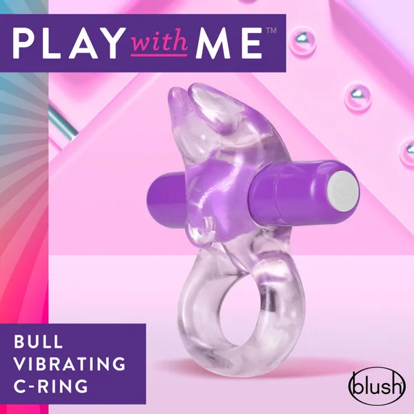 Play With Me Bull Vibrating C-Ring - Clear/Purple Vibrating Cock Ring — image 2 of 6
