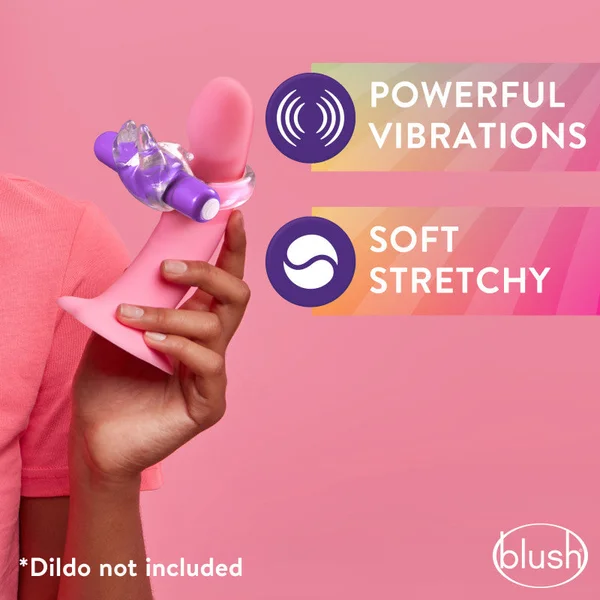 Play With Me Bull Vibrating C-Ring - Clear/Purple Vibrating Cock Ring — image 3 of 6