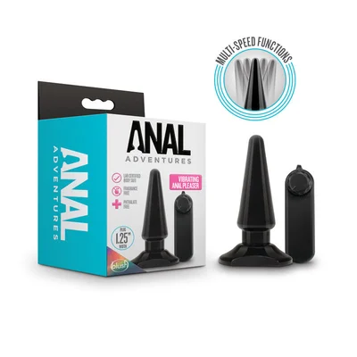 anal adventures basic vibrating anal pleaser black 101 cm vibrating butt plug